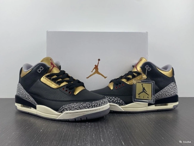Reps TBK Jordan Air Black 3 Gold CK9246-067 WMNS 0724